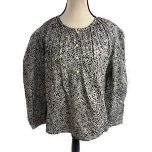 Universal Thread Womens Floral Blouse Long Sleeve Quarter Button S